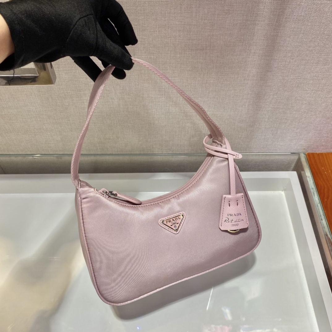 Prada Mini Re Nylon Re Edition 2000 Hobo Bag Handbag Alabaster Pink 1NE515